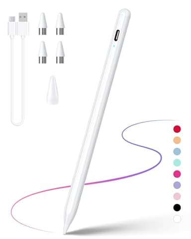 Stylus Pen, Active Stylus Pen Compatible for iOS and Android Touchscreens/Phones, Rechargeable Stylus Pen with Dual Touch Screen, Stylus Pencil for A-pple/Android/Tablet, 16.5CM,White