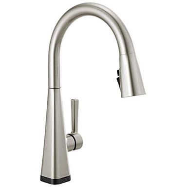 Delta Lenta Brushed Nickel Touch Kitchen Faucet with Pull Down Sprayer, Modern Single Hole Touch On Kitchen Sink Faucet, Single Handle, SpotShield Stainless 19802TZ-SP-DST