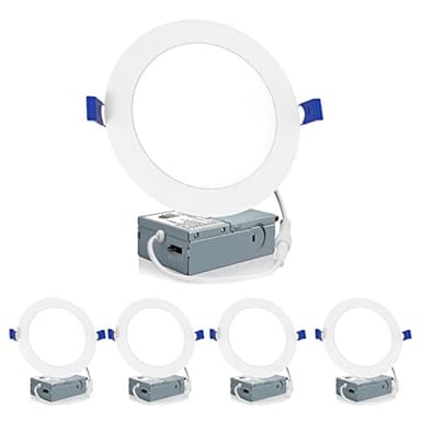 Meconard 4 Pack 6 Inch LED Recessed Ceiling Light, 2700K/3000K/3500K/4000K/5000K Selectable, Dimmable 12W=110W, 1050LM, IC Rated Can-Killer Downlights with Junction Box, ETL and Energy Star Listed