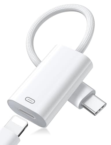 iMangoo for Lightning to USB C Adapter, USBC Converter for iPhone 17 Pro Max 17e Air 16 16e 15 for iPad 11 A16, Type C Male to Female for Lightning Headphones Audio for Carplay/Charging/Data White