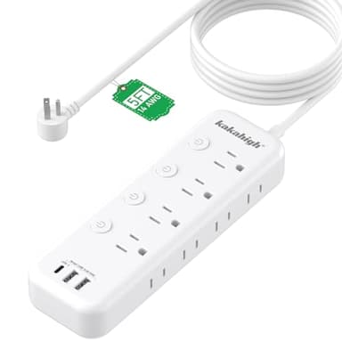 Appliance Extension Cord with Individual Switches on Off - 5 FT, 14 Gauge Heavy Duty Extension Cord with USB Ports, 8 outlets, High Wattage for Microwave, Workbench, Kitchen, Garage Must Have