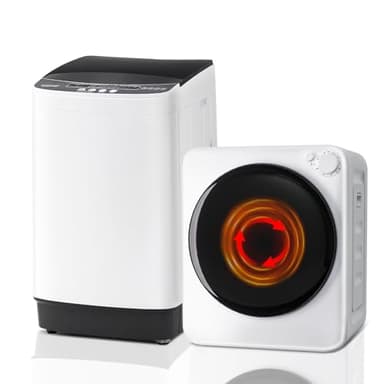 DOGHLY Portable Washer and Dryer Combo Set, 17Lbs Full-Automatic Washing Machine and 1.8 Cu.Ft Portable Clothes Dryer, Compact Washer and Dryer with Stainless Steel Inner Tub, for Apt, Dorm, Home