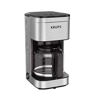 KRUPS Coffee Maker 10 Cups Simply Brew Stainless Steel Drip Coffee Maker, 900 Watts Coffee Filter, Drip Free, Dishwasher Safe Pot , Black & Silver
