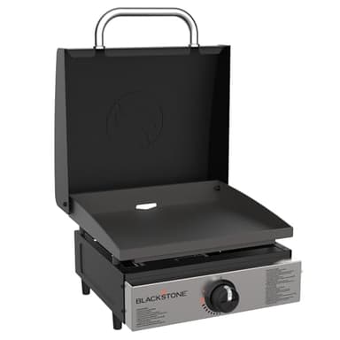 BLACKSTONE 1814 Stainless Steel Propane Gas Portable, Flat Top Griddle Frill Station for Kitchen, Camping, Outdoor, Tailgating, Tabletop, Countertop – Heavy Duty & 12, 000 BTUs, 17 Inch, Black