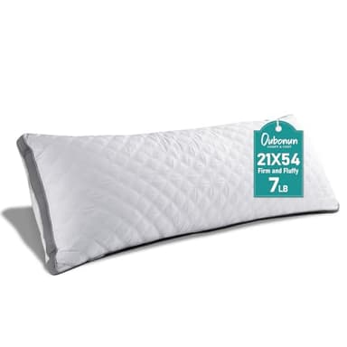 Oubonun Premium Adjustable Loft Quilted Body Pillows - Firm and Fluffy - Quality Plush - Down Alternative - Head Support Pillow - 21"x54"
