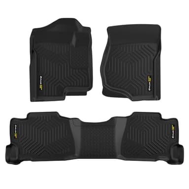 TPE 3PCS Floor Mats Liners Fit for Chevy Silverado & GMC Sierra 1500 Crew Cab 2007-2013/2500 3500 Crew Cab 2007-2014, 1st & 2nd Row Floor Liners Black Full Cover Protection,alfombras para carro