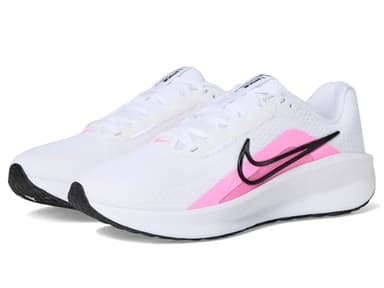 Nike Women's Downshifter 13 Road Running Shoes, White/Pink Spell-Black, 9 Extra Wide