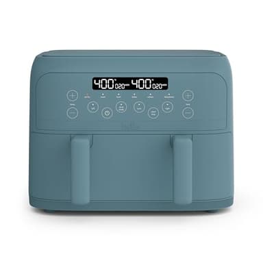 bella 4 Qt TriZone Air Fryer, EverGood™ Ceramic Nonstick Coating, Dual Basket Design w Removable Divider, Digital Touchscreen Control w 6 Preset Cooking Options, 1200 Watt, 3lb Capacity, Surf