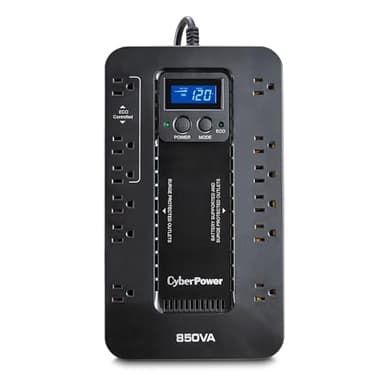 CyberPower EC850LCD Ecologic UPS Battery Backup and Surge Protector, 850VA/510W, 12 Outlets, ECO Mode, Compact, UL Certified