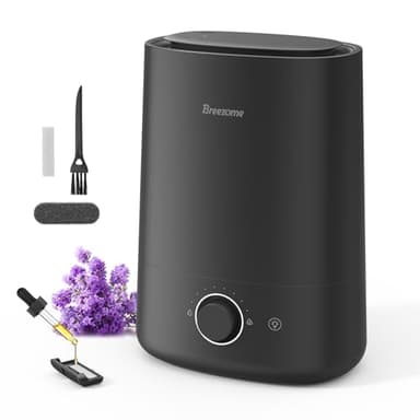 BREEZOME 5L Humidifiers for Bedroom, Ultrasonic Cool Mist Top Fill Humidifier & Essential Oil Diffuser, 360°Nozzle, Auto Shut-off, 50H Runtime, Quiet Humidifiers for Large Room, Baby Nursery, Plants