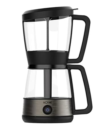 SOLAC SIPHON BREWER 3-in-1 Vacuum Coffee Maker, Tea Brewer & Water Boiler, Brushed Stainless Steel and Black, 30 oz