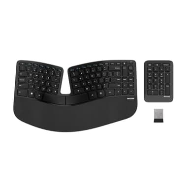 Incase Sculpt Ergonomic Keyboard – Designed by Microsoft – Split Keyset Design, Palm Rest, Contoured Layout, One-Touch Windows Button, AES 128-Bit Encryption, Includes Separate Number Pad – Black