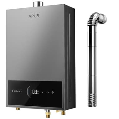 APUS Tankless Water Heater Propane Gas, Up to 4.42 GPM, Indoor Hot Water Heater, 95,000 BTU on Demand Instant Hot Water Heaters with Smart Digital Display, Space Gray