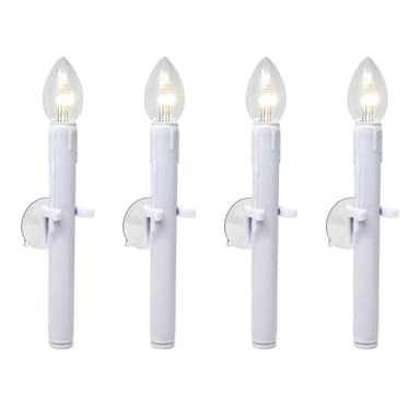612 Vermont Ultra-Bright Battery Operated LED Window Candles with Timer and Suction Cups, Plastic Shatterproof Bulbs (VT-9134-R4-W, Pack of 4)