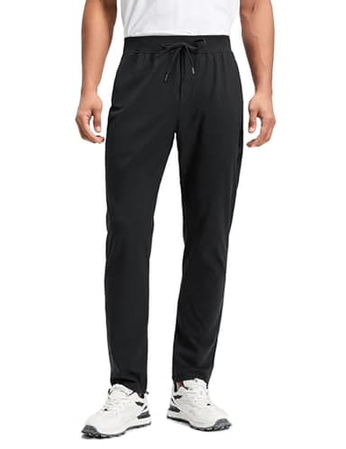 CRZ YOGA 4-Way Stretch Athletic Pants for Men 30" Workout Lounge Casual Work Jogger with Zip Pocket Black Medium