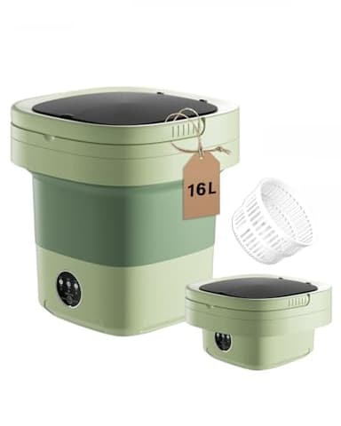 Portable Washing Machine, 16L Large Capacity Laundry Washer Cleaning for Underwear, Baby Clothes, Shirts,Small Delicates. Foldable Mini Washer and Dryer Combo for Apartment,Hotel,Camp,RV,Travel(Green)