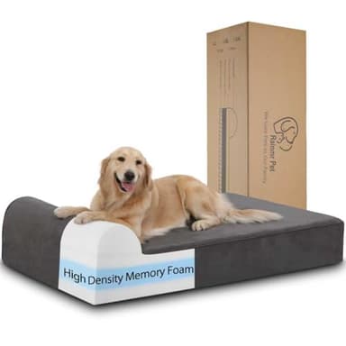 Rainmr Orthopedic Dog Beds for Large Dogs, 7" Memory Foam Dog Beds with Waterproof Liner, Durable Microsuede Cover, Removable and Washable, Nonskid Bottom, 48"x30"x7" L Grey