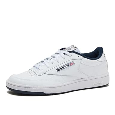 Reebok Club C 85 Mens Tennis Shoes, Casual Fashion White Sneakers for Men, Int-White/Navy, 10.5