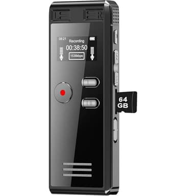 64GB Digital Voice Activated Recorder with Playback - 4552 Hours Audio Recording Device, 3072Kpbs HD Dual MIC Tape Recorder Device for Lecture A-B Repeat, MP3 Player,【64GB TF Card Included】