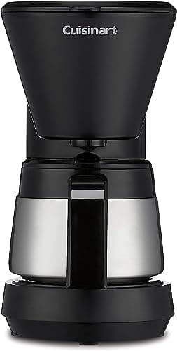 Cuisinart 5-Cup Coffee Maker with Stainless Steel Carafe, Coffee Machine with Removable Water Reservoir, Charcoal Water Filter, 30-Minute Keep Warm, and Brew Pause, DCC-5570NAS, Stainless Steel
