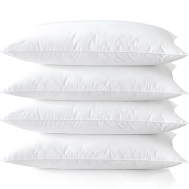 Acteb Medium Support Bed Pillows Standard Size Set of 4 Pack for Sleeping 20"x26", Hypoallergenic Skin Friendly Down Alternative Filling for Side Stomach Back Sleeper Machine Washable