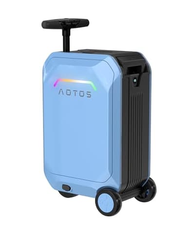 AOTOS Smart Rideable luggage-Roller carry-on luggage 22x14x9-TSA, Airline-Approved 22 inch Hardshell,Zipperless Travel Suitcase with Rolling WheelsApp Control -Cabin Suitcase for Airport Travel(Blue)