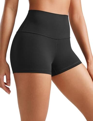 CRZ YOGA Womens Butterluxe High Waisted Biker Shorts 2.5 Inches - Yoga Workout Spandex Running Volleyball Booty Black Medium