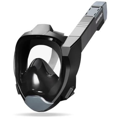 Supertrip Full Face Snorkel Mask Adults, Snorkeling Gear for Adults with Shorten Breathing Distance, Snorkel Mask for 180°Panoramic View Camera Mount Advanced Breathing System, Anti-Fog Anti-Leak