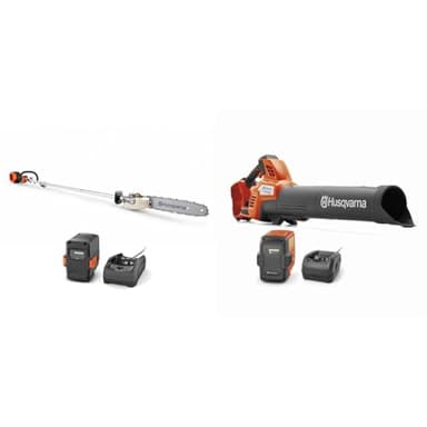 Husqvarna 330iKP Combi Switch Pole Saw + 350iB Leaf Blaster, 10-Inch Electric Pole Saw with 200-MPH 800-CFM Battery Leaf Blower