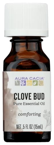 Aura Cacia 100% Pure Clove Bud Essential Oil | GC/MS Tested for Purity | 15 ml (0.5 fl. oz.) | Syzygium aromaticum