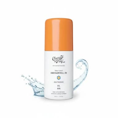 Chemist at Play UnderArm Roll-On with 5% AHA| Lactic & Mandelic Acid|Prevents Odour, Brightens Skin & Exfoliates Underarm | For Sensitive Skin | Aqua Fragrance | Alcohol & Aluminium Free | 1.35 fl oz