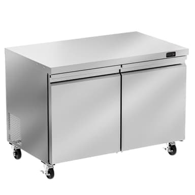 Rockitch 48" W Commercial Undercounter Freezer, 11.1 Cu.ft 2 Door Worktop Under Counter Freezer, Stainless Steel Commercial Kitchen Freezing Equipment for Restaurant, Bar, Shop, etc.