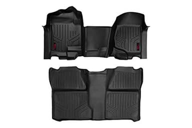 Rough Country All Weather Floor Mats Set for Chevy/GMC 1500/2500HD Crew-Cab (2007-2013) - Custom Fit Rubber Floor Mats, Rubber Truck Mats, Durable, Waterproof Truck Floor Mats