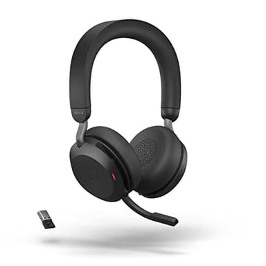 Jabra Evolve2 75 PC Wireless Headset with Adjustable Advanced Active Noise Cancelling, USB-A Bluetooth Adapter and UC Compatibility - Black (Renewed)