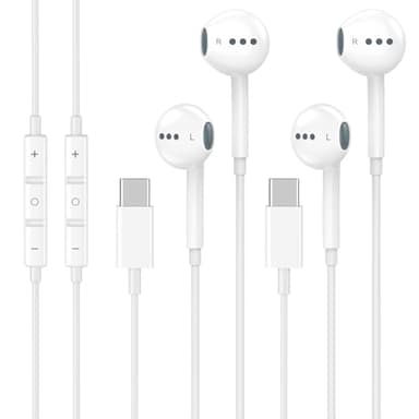 2 Pack USB C Headphones for iPhone 17 16 15, Type C Earphones with Microphone & Remote Control Noise Cancelling Wired Earbuds USB C for iPhone 17 16 15 Pro Max, iPad Pro, Galaxy S25 S24 Ultra, Pixel 9