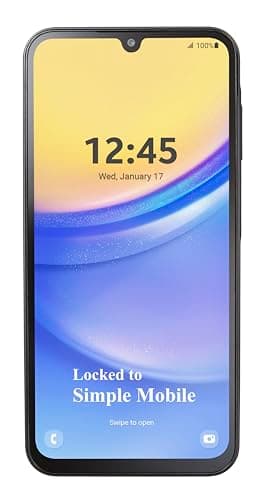 Simple Mobile Samsung Galaxy A15 5G, 64GB, Black - Prepaid Smartphone, 6.5" Super AMOLED Display, 50MP Camera, Long-Lasting Battery (Locked to Simple Mobile)