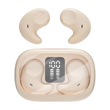 Piluyaa Sleep Earbuds Bluetooth in Ear Light-Weight Headphones, Mini Invisible Earplugs Small Design for Side Sleepers, 58H Playtime with Charging Case, Clear Calls& Noise Block, Off White