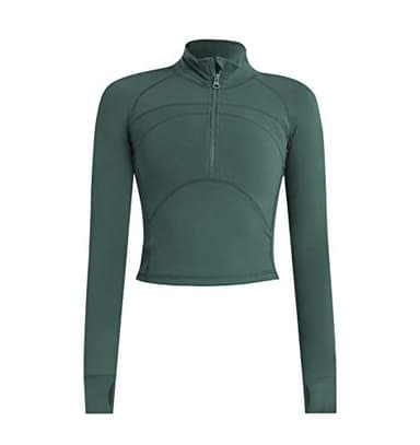ZHENWEI Women's Yoga Jacket Half Zip Pullover Thermal Athletic Long Sleeve Running Top with Thumb Holes Greygreen S
