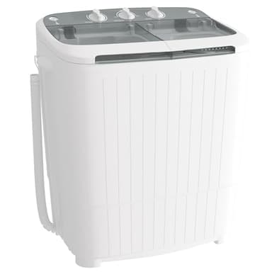 Superday Portable Washing Machine, 2 In 1 Small Washing Machine and Spin Dryer Combo, 17.6lbs Compact Mini Twin Tub Laundry Machine for Camping, Apartments, Dorms, College Rooms, RV, Delicates, Grey