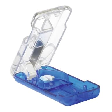 Ezy Dose Pill Cutter and Splitter with Built-in Pill Dispenser, Easy-Cut Stainless Steel Blade for Tablets, Vitamins, Medication, Portable, Travel-Size Pill Cutter for Seniors, Pets, Color May Vary