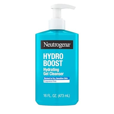 Neutrogena Hydro Boost Face Wash, Fragrance Free, Hydrating Facial Cleanser with Hyaluronic Acid, Daily Foaming Face Wash & Makeup Remover, Hypoallergenic Gel Cleanser, 16 fl. oz