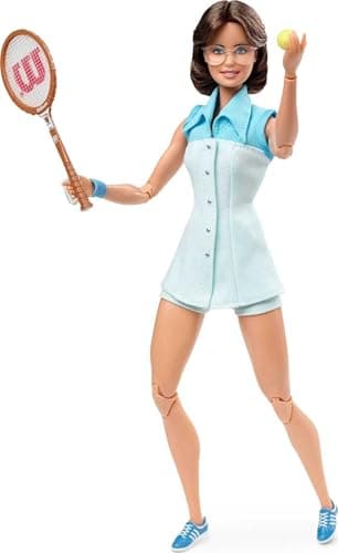 Barbie Inspiring Women Series Billie Jean King Collectible Doll, Approx. 12-in, Wearing Tennis Dress and Accessories, with Doll Stand and Certificate of Authenticity