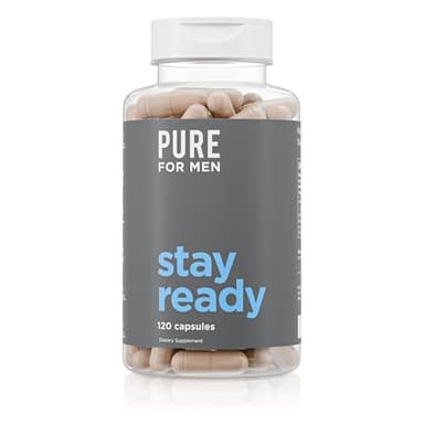 Pure for Men Original Vegan Cleanliness Stay Ready Fiber Supplement | Helps Promote Digestive Regularity | Psyllium Husk, Aloe Vera, Chia Seeds, Flaxseeds | Proprietary Formula | 120 Vegan Capsules