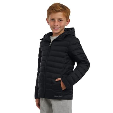 Lands' End Boys' Lightweight Packable Insulated Puffer Jacket, Black, Medium