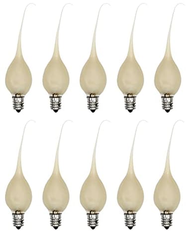 Creative Hobbies® Country Style Incandescent Silicone Dipped Candle Light Bulbs (Pkg of 10 Bulbs) ~ 5 Watt Pearlized Silicone, Gold Glow