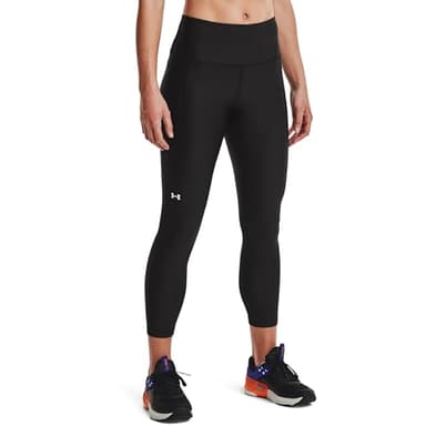 Under Armour Women's Tech High Rise Ankle Leggings with Pockets, for Workout, Gym, and Yoga, Black/White, Small