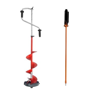 THUNDERBAY 8" Folding Hand Auger with Dual-Curved Blades and Bevel Bandit Ice Fishing Hole Reamer