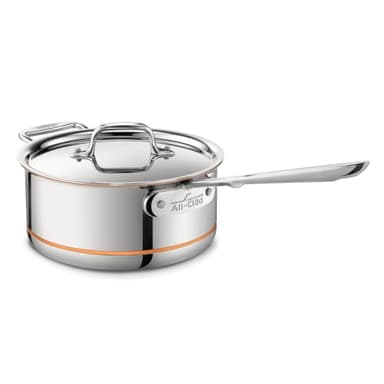 All-Clad Copper Core 5-Ply Stainless Steel Sauce Pan 3 Quart Induction Oven Broiler Safe 600F Pots and Pans, Cookware Silver