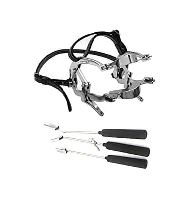 Equine Dental Millennium Speculum Set–Premium Horse Mouth Gag with Leather Straps,3 PCS Equine Dental Float Rasps (Straight,Up,Down)–Stainless Steel Veterinary Dental Instruments Kit for Horses