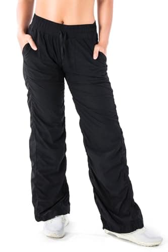 Yogipace Petite Women's UV Protection Water Resistant Lightweight Dance Studio Pants Travel Pant,28",Black,Size M